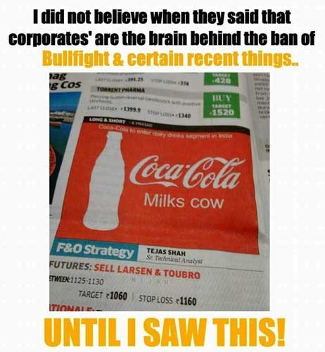 Meme about Coco-Cola entering Dairy Milk Segment on India